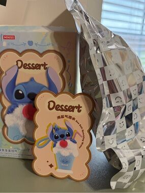 MINISO Stitch Dessert Plush Keychain - Sea Salt Sparkling Water